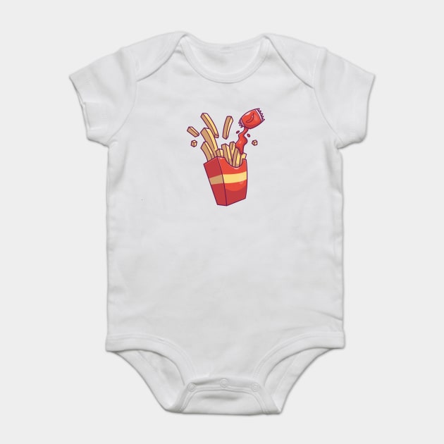 French fries with chili sauce cartoon Baby Bodysuit by Catalyst Labs